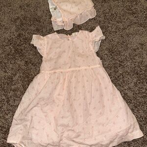 Pink Baby Dress with Bonnet